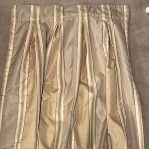 TWO 20W x 84L Gold Striped Double LINED Room-darkening Back Tab Curtains